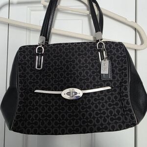 COACH Black and Gray Signature Satchel
